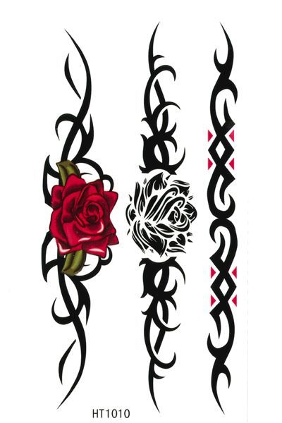 タトゥーシール トライバル 花 【12x6cm ハロウィン 仮装 コスプレ】 【HT1010】拍卖