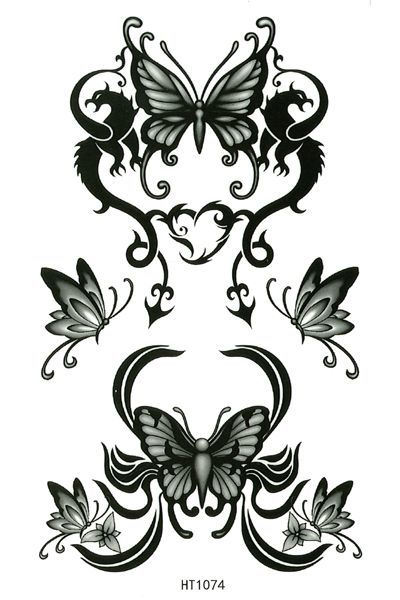 タトゥーシール 蝶 バタフライ 【12x6cm ハロウィン 仮装 コスプレ】 【HT1074】拍卖