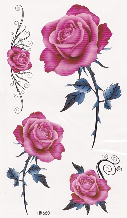 タトゥーシール バラ 薔薇 ローズ Rose 17x10cm ハロウィン 仮装 コスプレ hm660拍卖