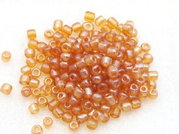 ガラスビーズ(M) クリアタイプ3x4mm 茶(パール風) 約60個拍卖