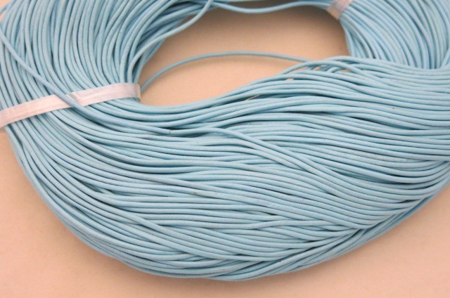 本革紐 丸タイプ 1.5mm 10cm単位 レザー 水色 (MZ)拍卖