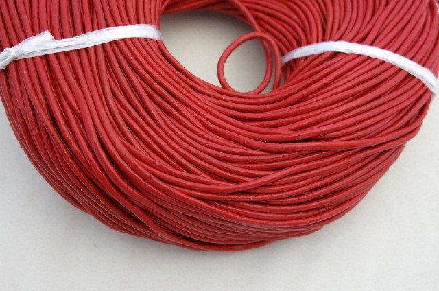 本革紐 丸タイプ 3mm 10cm単位 レザー レッド (RD) 赤拍卖