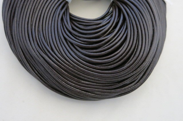 本革紐 丸タイプ 3mm 10cm単位 レザー ダークブラウン(DBR)拍卖