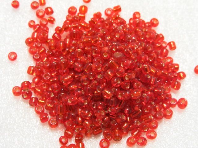 ガラスビーズ シルバーライン(M1) 2x3mm レッド 赤 約150個拍卖