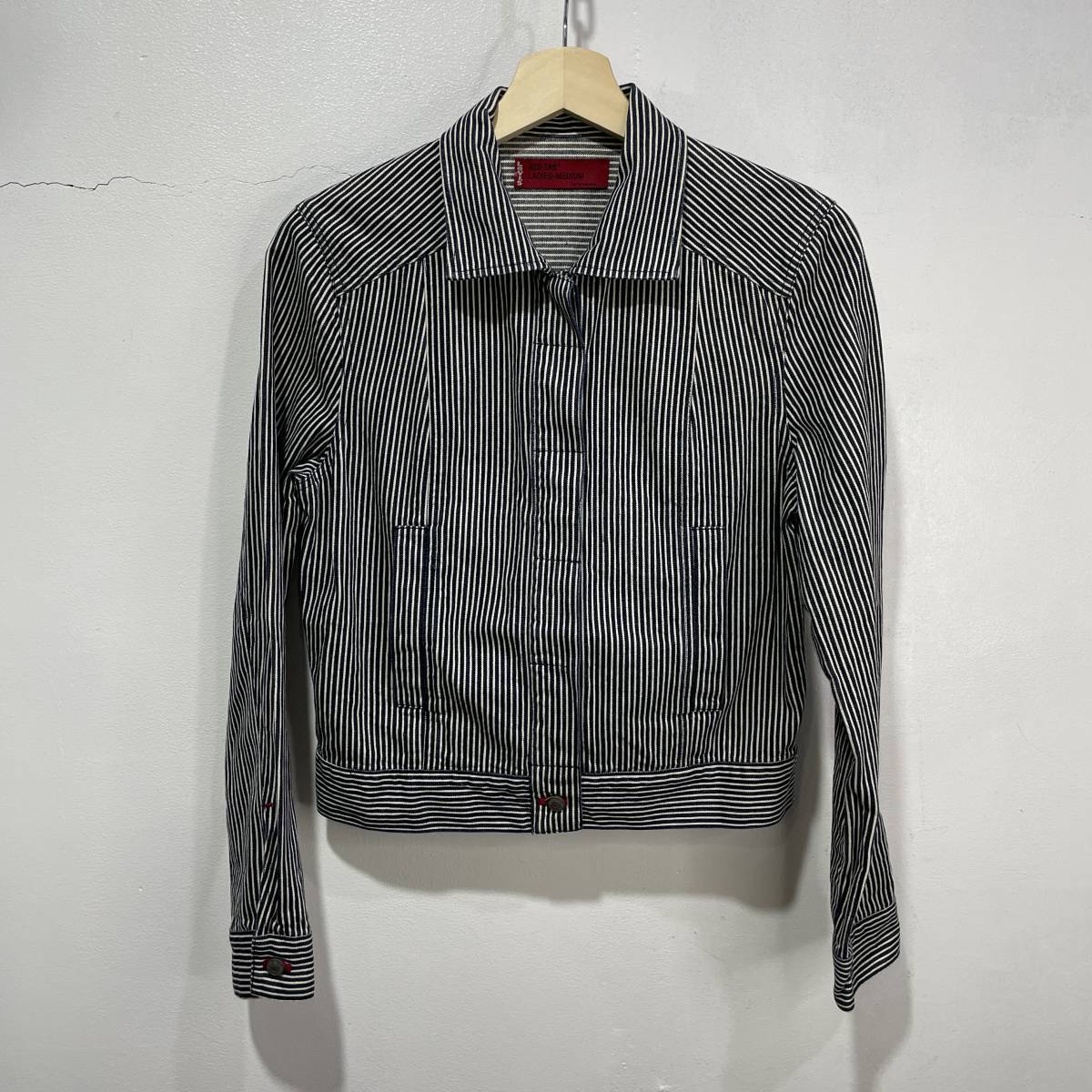 ☆送料無料☆Levi's☆リーバイス☆RED TAB☆レッドタブ☆ヒッコリー柄Gジャン☆レディースM☆F22拍卖