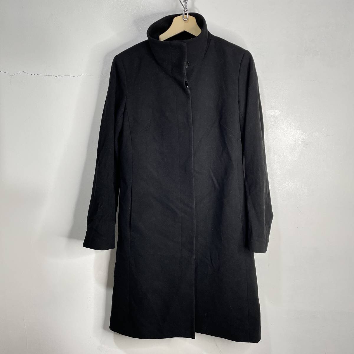 ☆送料無料☆BANANA REPUBLIC☆カシミア混ウールコート☆スタンドネックシングルコート☆黒☆M☆f22拍卖