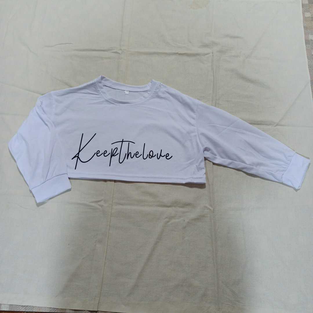 【未使用】【在庫処分】 子供服 キッズ 女の子 120 長袖 ミドリフ トップス ショート 丈 ダンス イベント シンプル ロゴ カジュアル拍卖