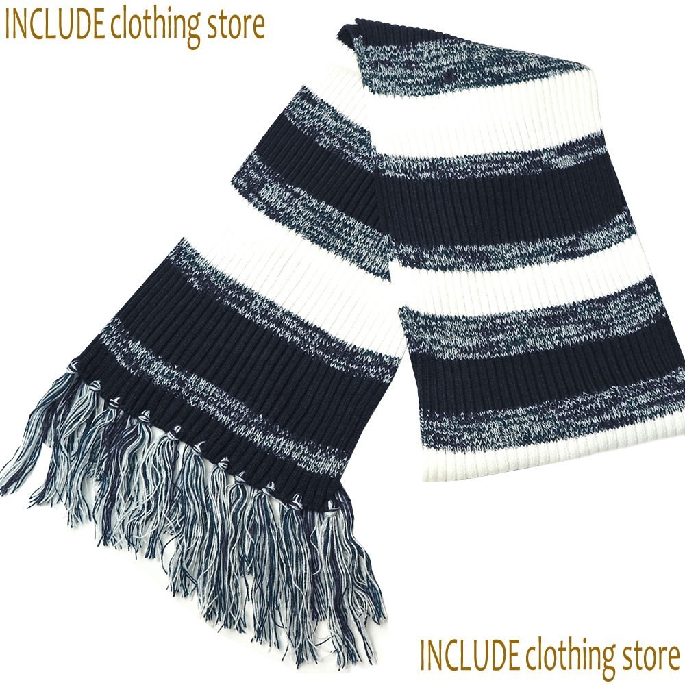 マフラー ボーダー ユニセックス ファッション小物 雑貨 ネイビー 送料込拍卖