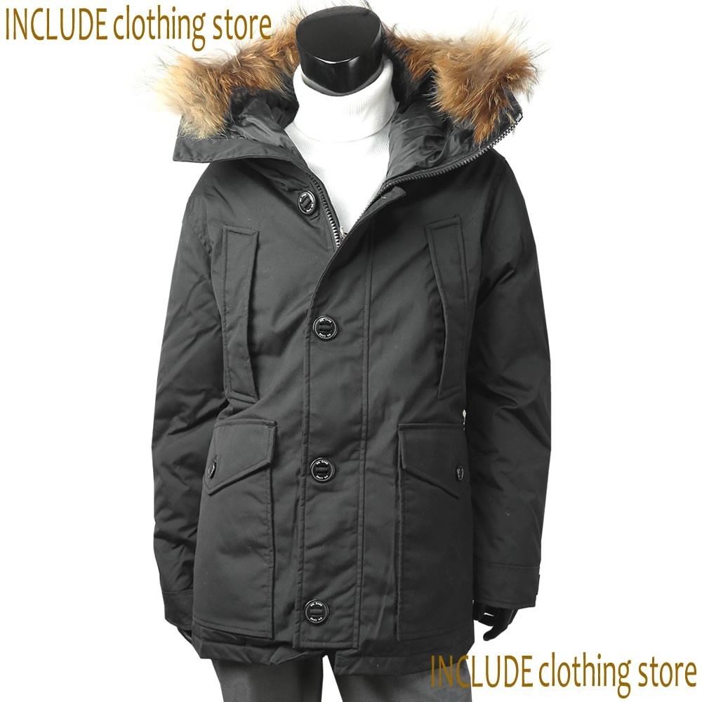 ダウンジャケット ダウンコート 防寒 ダブルジップ リアルファー シュノーケルフード 2WAY 保温 メンズ L 送料込拍卖