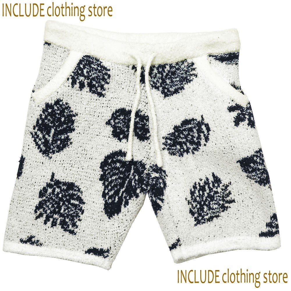 リーフ ボア ショートパンツ ストレッチ モールヤーン 短パン リゾート ルームウェア ビター メンズ M 白 送料込拍卖