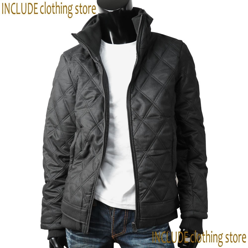 撥水加工 撥水 防水 ワイルド 立ち襟 中綿ジャケット ダイヤキルト 衿リブ 中綿JKT ブルゾン M 送料込拍卖