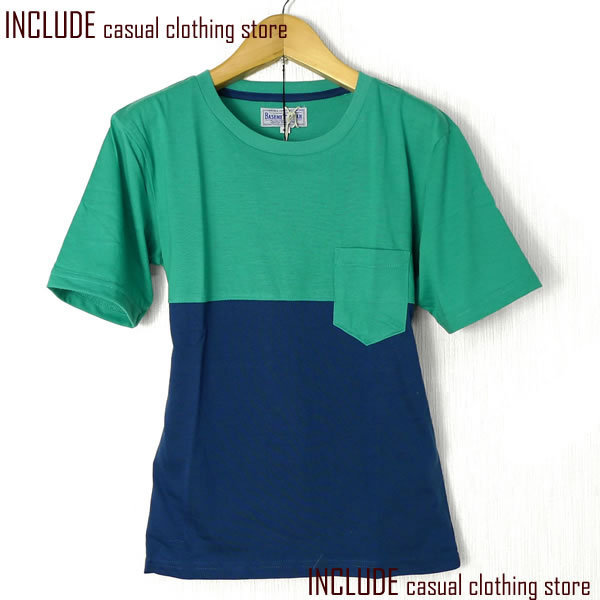 バイカラー ポケット 半袖 Tシャツ クルーネック メンズ ツートン カットソー M 送料込クリックポスト拍卖
