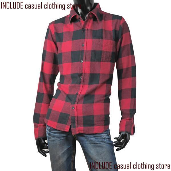 新品 ネルシャツ フランネルシャツ チェックネルシャツ L 赤黒 送料込拍卖