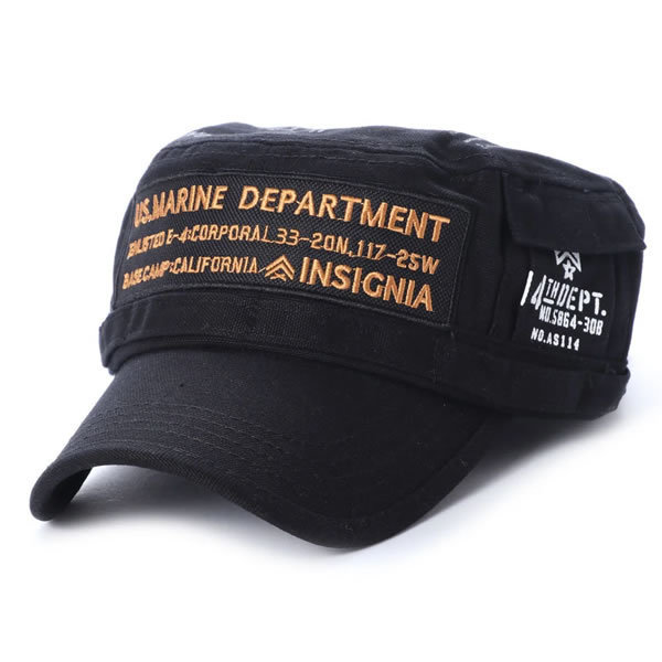 キャンバスワッペン ロゴプリント ワークキャップ 黒 送料込拍卖