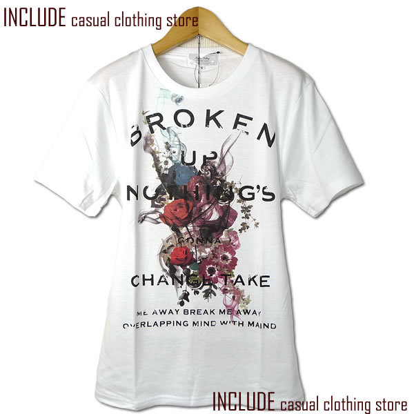 ローズ プリント 半袖Tシャツ カットソー ストリート メンズ 白 M 送料込 クリックポスト拍卖