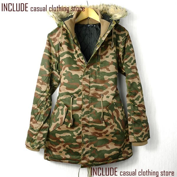 中綿 キルト フード ファー モッズコート コート アウター モッズ ミリタリー カモフラ 迷彩 カジュアル メンズ M 送料込拍卖
