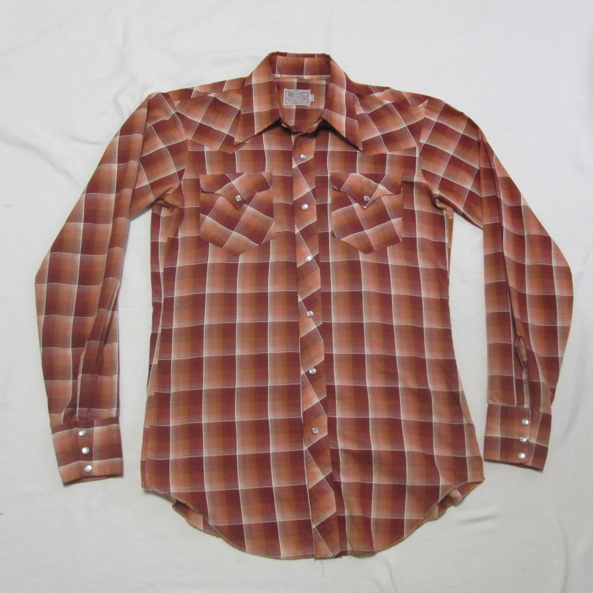 ☆70s ビンテージ HbarC ウエスタンシャツ 15.5 / 60s / 50s / H bar C / 古着 / 縦ベル / ショートホーン拍卖
