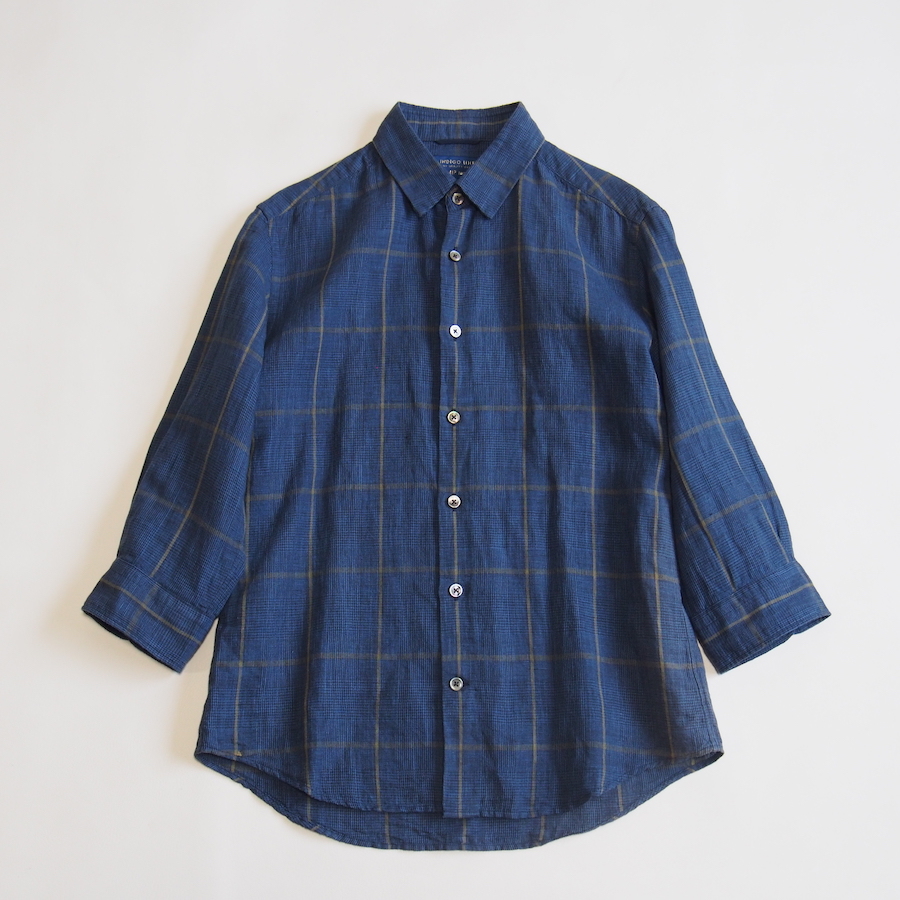 417 EDIFICE エディフィス JAPAN.F INDIGO リネン7分シャツ拍卖