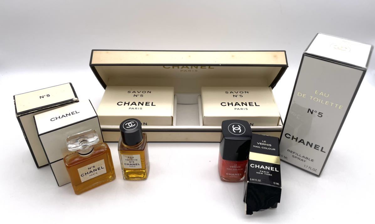 CHANEL シャネル●No5 パルファム14ml●EDT 19ml●未開封EDT 50ml リチャージブルスプレー●ネイル CRAQUANT JAZZ●サヴォン2個拍卖