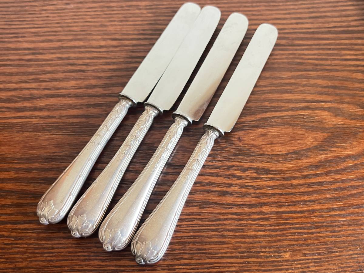 クリストフル クロスリボン 純銀メッキ製サイドナイフ 4本セット 19.5cm/デザート/Rubans/497-4拍卖
