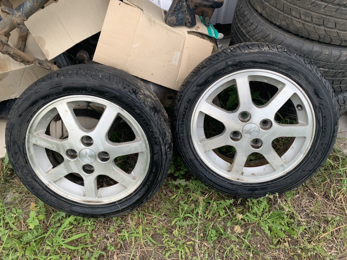 2本セット バリ山タイヤ ダイハツ純正アルミホイール 165/55R14 14インチ ハンコック 新梱包サイズDの2倍拍卖