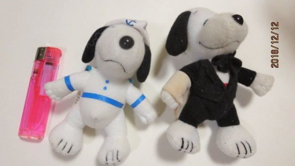 再) 古いマックのスヌーピーミニぬいぐるみ2体セット汚れありです拍卖