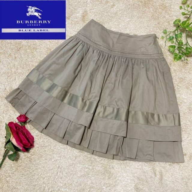 バーバリーブルーレーベルフレア スカート Aライン ひさ上丈 ベージュ 36サイズ BURBERRY BLUE LABEL拍卖