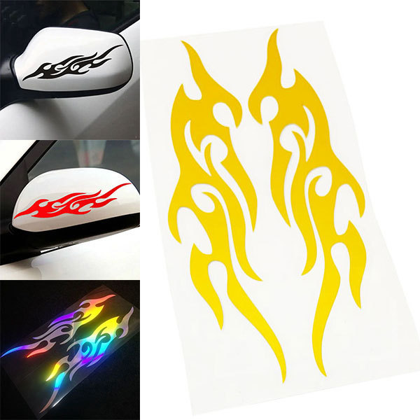 ストライプ 火炎 シール ステッカー テープ ドアミラー 左右セット 外装 カー用品 イエロー 送料無料拍卖