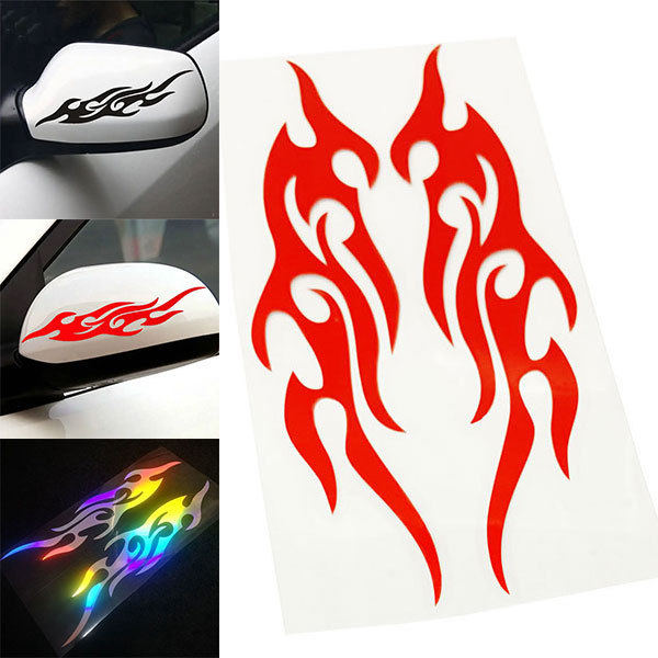 ストライプ 火炎 シール ステッカー テープ ドアミラー 左右セット 外装 カー用品 レッド 送料無料拍卖