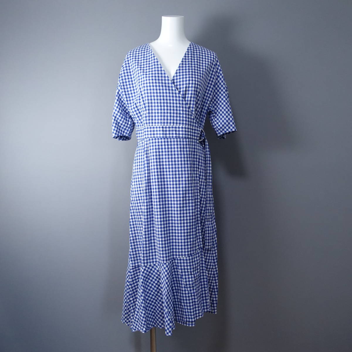 simplicite/シンプリシテェ/F/腰ひもワンピース/ブルー×ホワイト/青×白/レディース拍卖