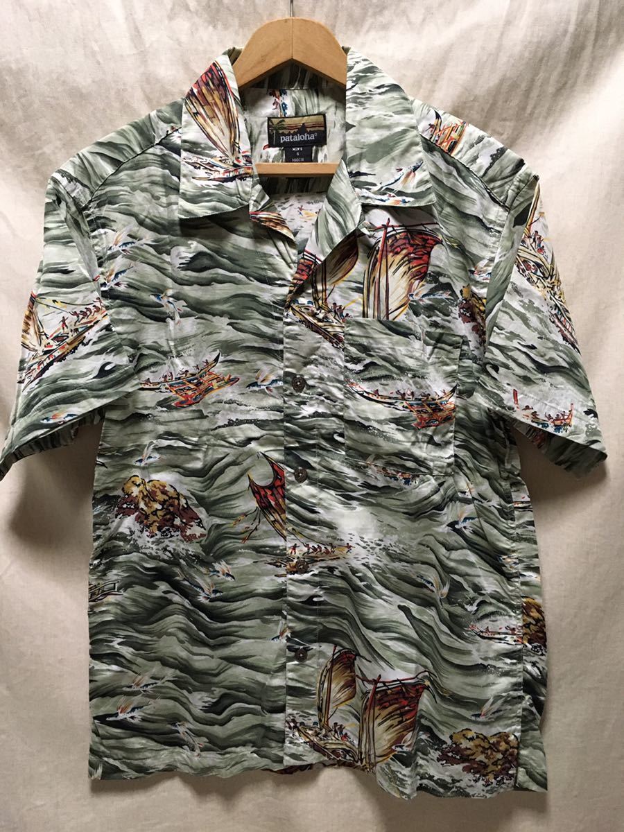 極美品 patagonia pataloha シャツ S パタロハシャツ ハワイアンシャツ アロハシャツ 廃番希少品 surf メニュー 黒ダグ ポルトガル製 S02拍卖