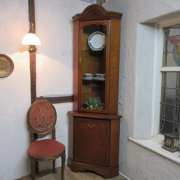 イギリス ビンテージ 家具 コーナーキャビネット 飾り棚 収納 店舗什器 英国 CABINET 6667c拍卖