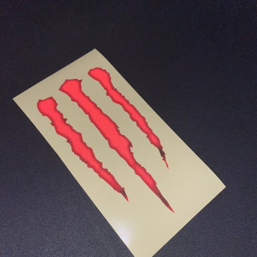 (反射)大きめ 35cm 傷跡 爪痕 レッド ステッカー メタリック ラミネート済 車 バイク シール デカール アメリカン拍卖