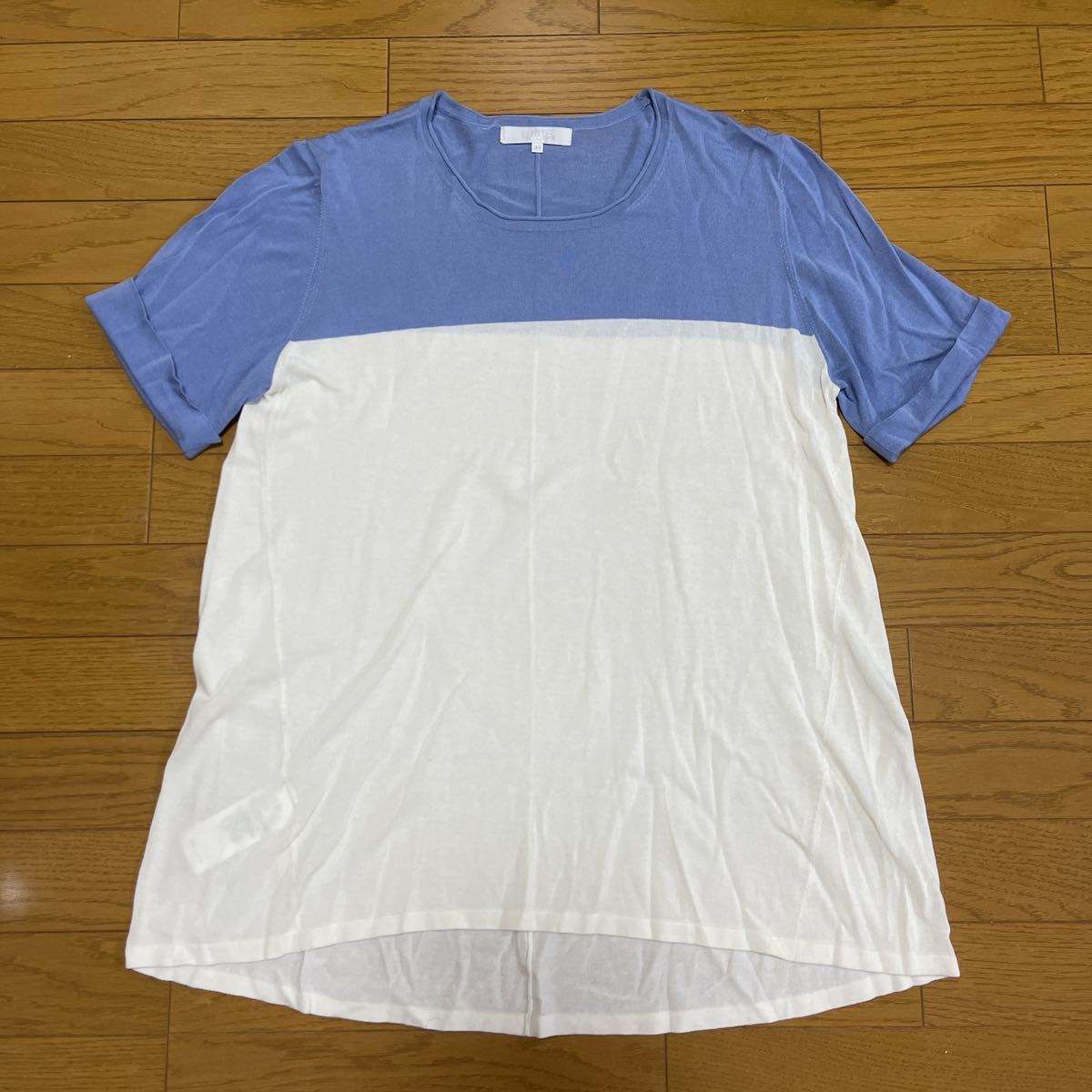 送料無料■自由区 バイカラー 半袖 チュニック サイズ44 オンワード樫山 大きいサイズ拍卖