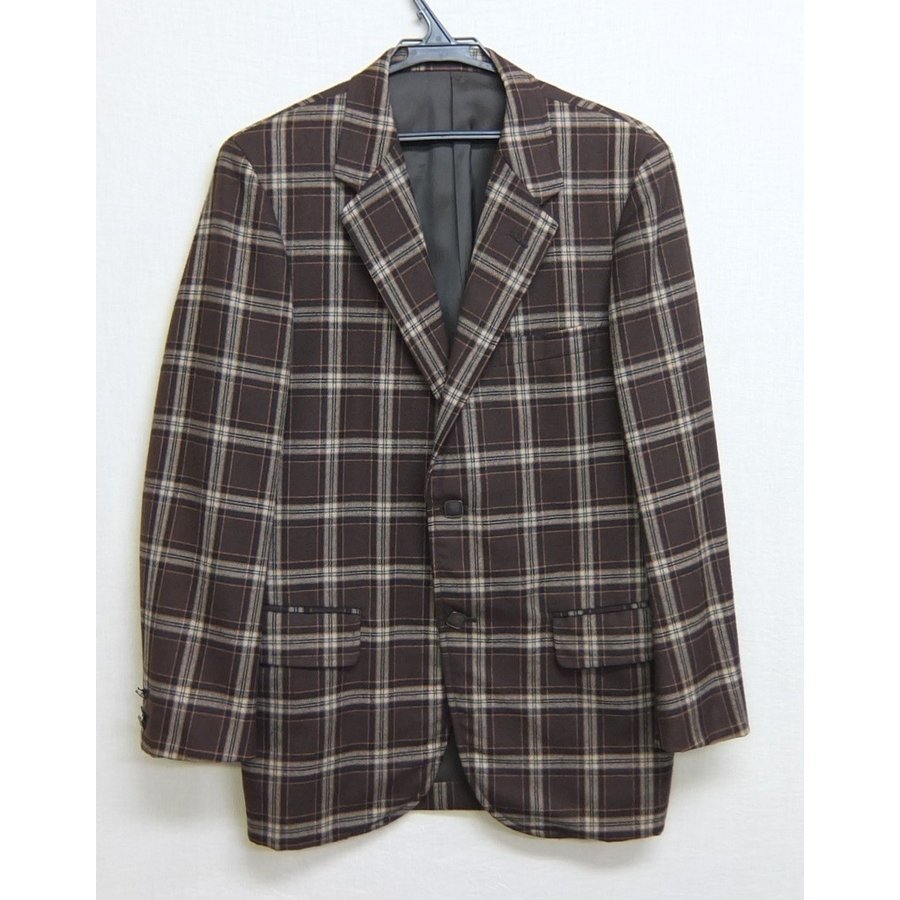 Kent ケント 当時物 チェック テーラードジャケット 茶 95 170-90-79 秋冬 ブレザー tailored by VAN JAC バン ヴァン拍卖
