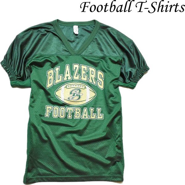 1点物◆BLAZERSチームロゴ半袖フットボールTシャツ古着L/XLメンズレディースOKアメカジ90sストリート/スポーツMixレトロ深緑メッシュ993497拍卖