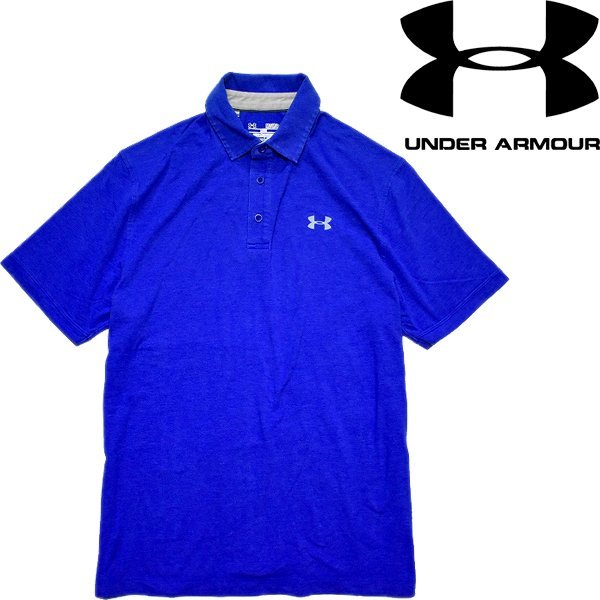 1点物◆アンダーアーマー半袖ワンポイントポロシャツUSA古着メンズMLレディースOKアメカジ90sストリート/スポーツMixレトロ青ブルー993921拍卖