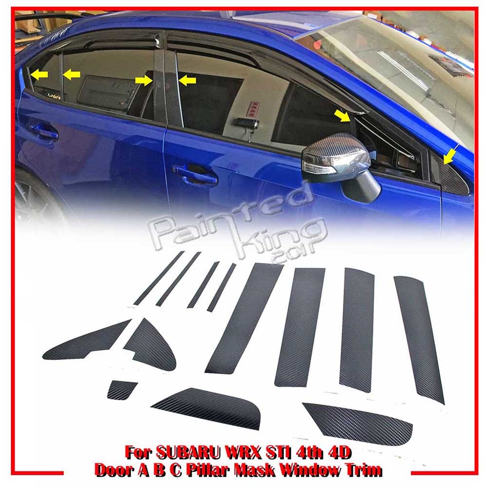 スバル WRX STI セダン カーボン調 サイド ドア A B C ピラーセット ウィンドウ トリム 2015-2020拍卖