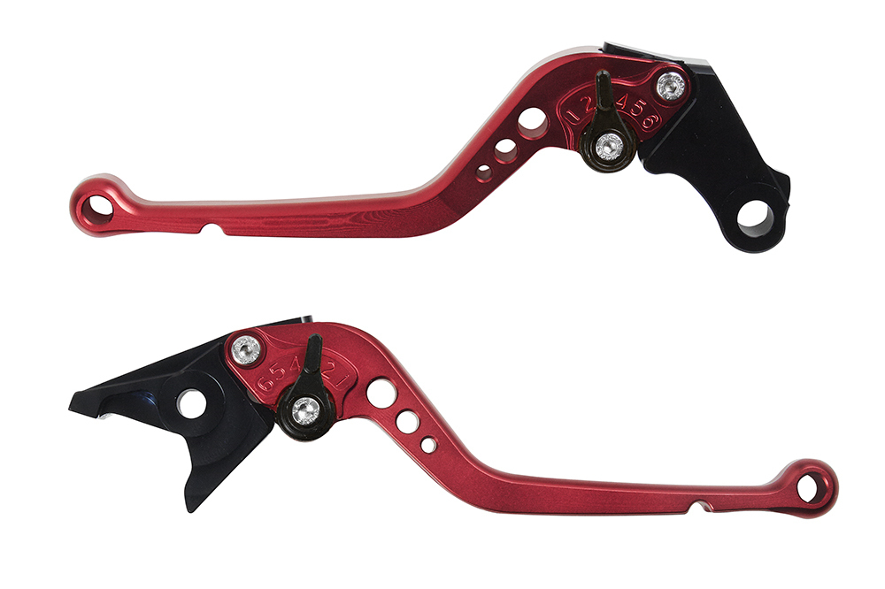 カスタムビレットレバーセット アルマイト加工 赤/金 6段階調整式【ホンダ車用】 レッド/ゴールド バイクパーツセンター拍卖