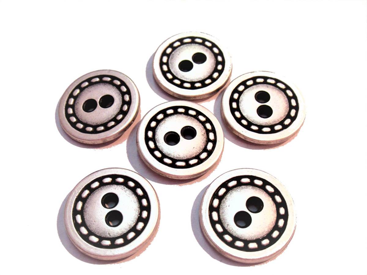 手芸 和洋裁用釦 ボタン メタル金属ボタン ステッチ風金属ボタン シルバー(20mm 8個入り)ms516-to拍卖