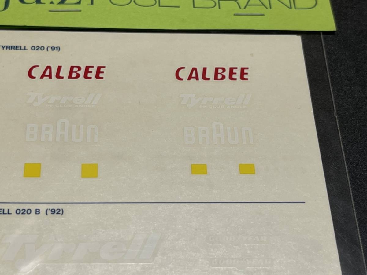 Tyrrell 1/20 ティレル 020 Tyrrell 1/20 ティレル 020B デカール 中嶋悟 ステファノ・モデナ拍卖
