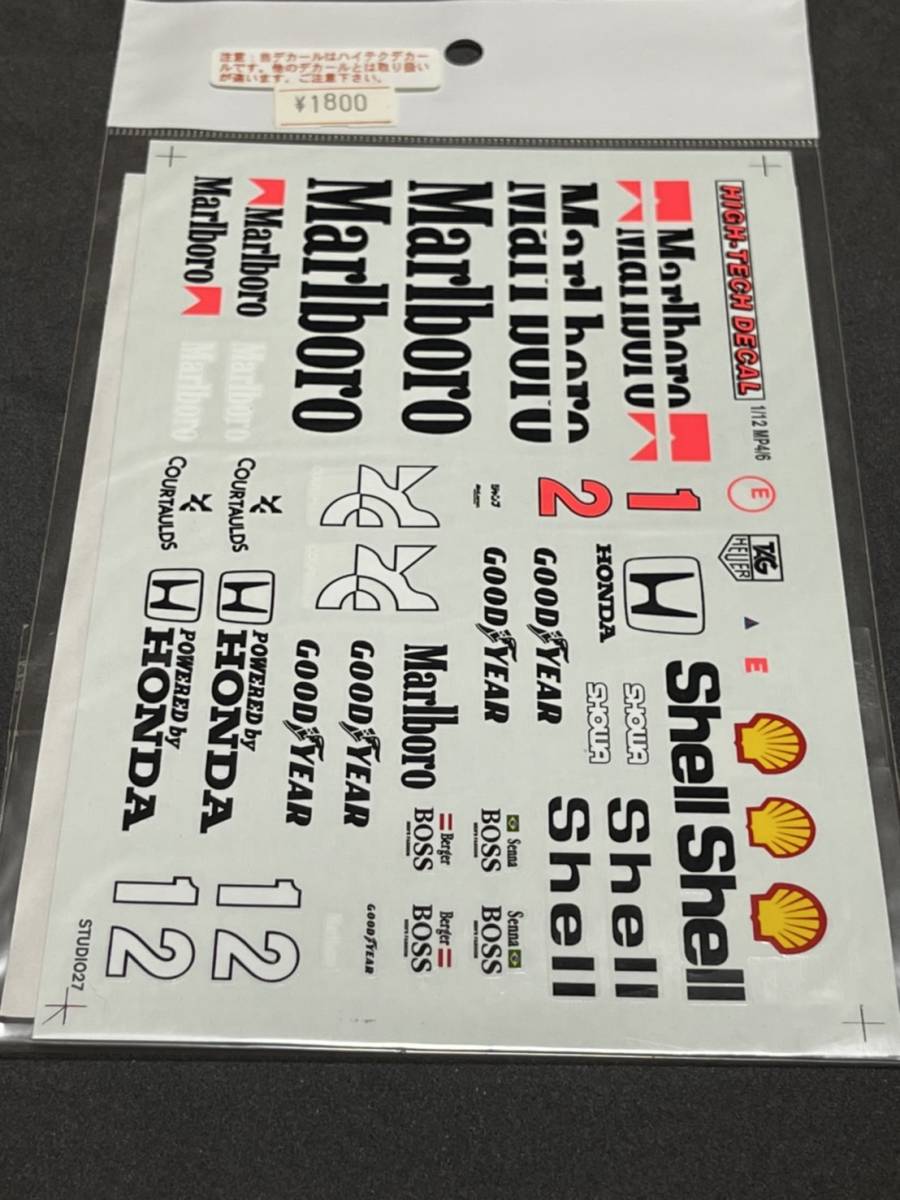 【STUDIO27】 スタジオ27 1/12 マクラーレン MP4/ 6 デカール マルボロ Marlboro 希少レア アイルトン・セナ ゲルハルト・ベルガー拍卖