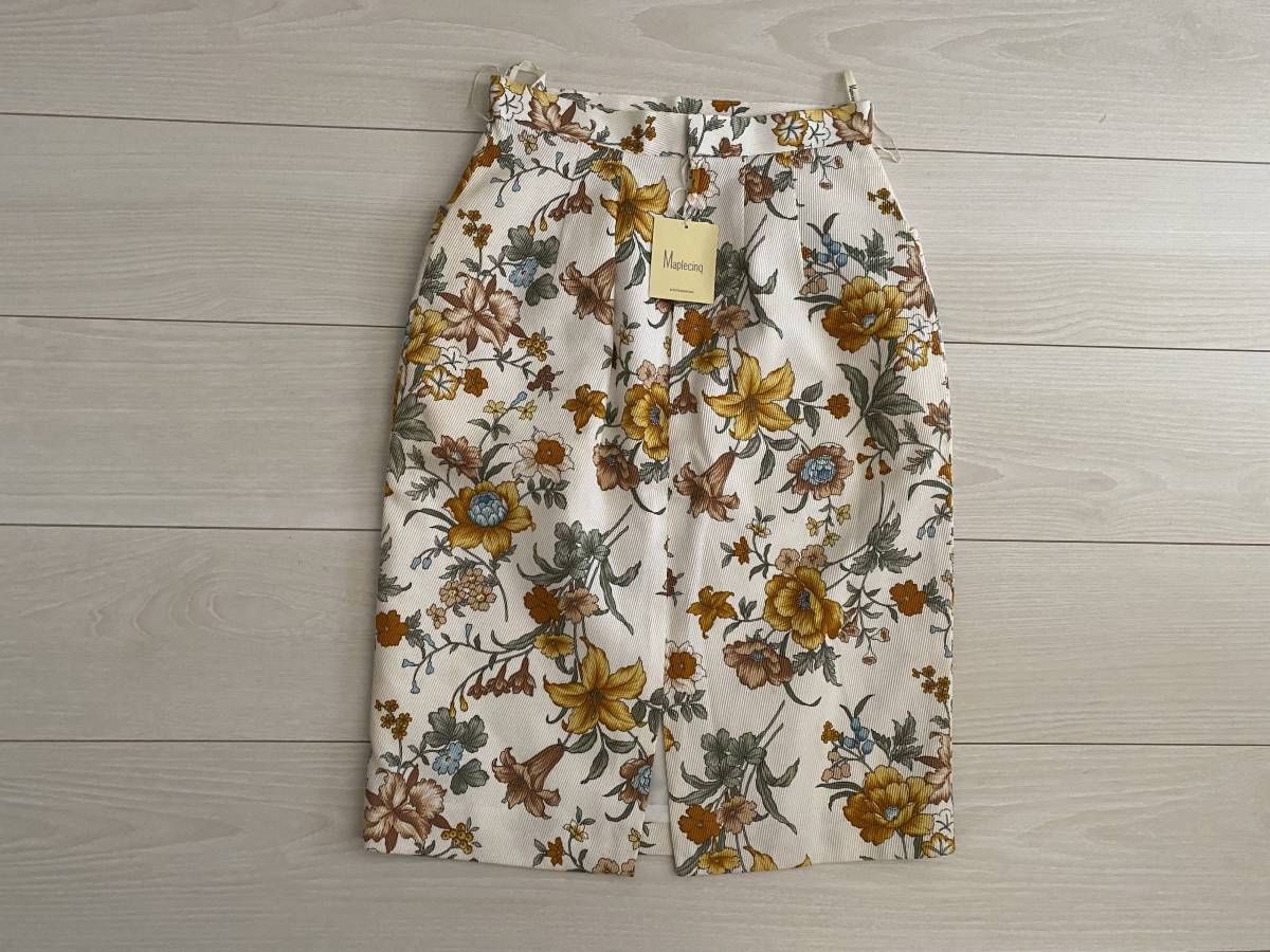 タグ付き/未使用★Maplecinq 花柄 日本製 スカート W60 H86 東レパレル 吸汗 速乾 制電 防汚★ビンテージ拍卖