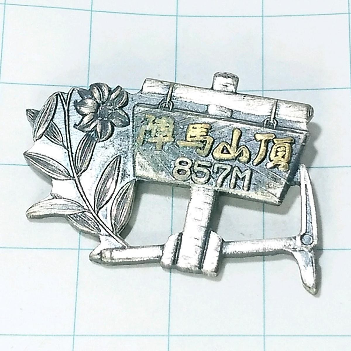 送料無料)陣馬山頂 昭和レトロ ご当地 観光地 登山 山登り 旅行 記念 山バッジ ピンバッジ PINS ピンズ A10515拍卖