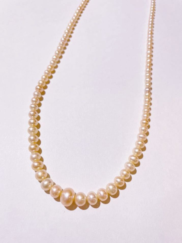 ☆K18 淡水パールグラデーションネックレス☆拍卖