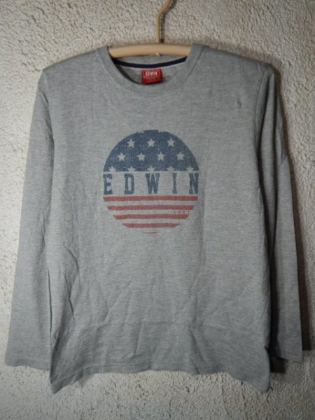 n7703 EDWIN エドウィン 長袖 ロゴ 星条旗風 デザイン tシャツ ロンt 人気 送料格安拍卖