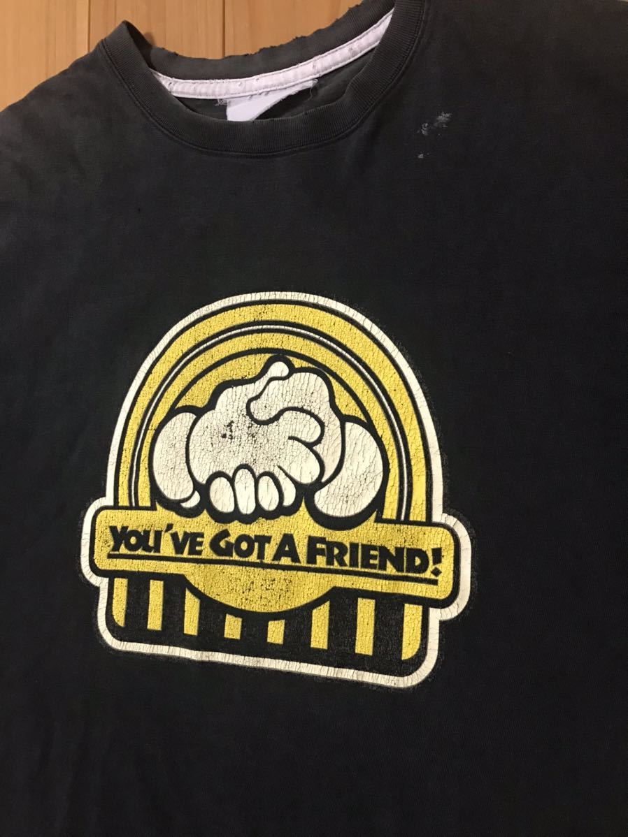 プリント Tシャツ L ブラック 黒 半袖 シャツ 古着 オールド エイジング拍卖
