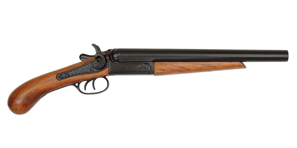 DENIX Spain No.1114 Double-barrel pistol USA1868年製の復刻飾銃 全長:52.5cm 1834gr。拍卖