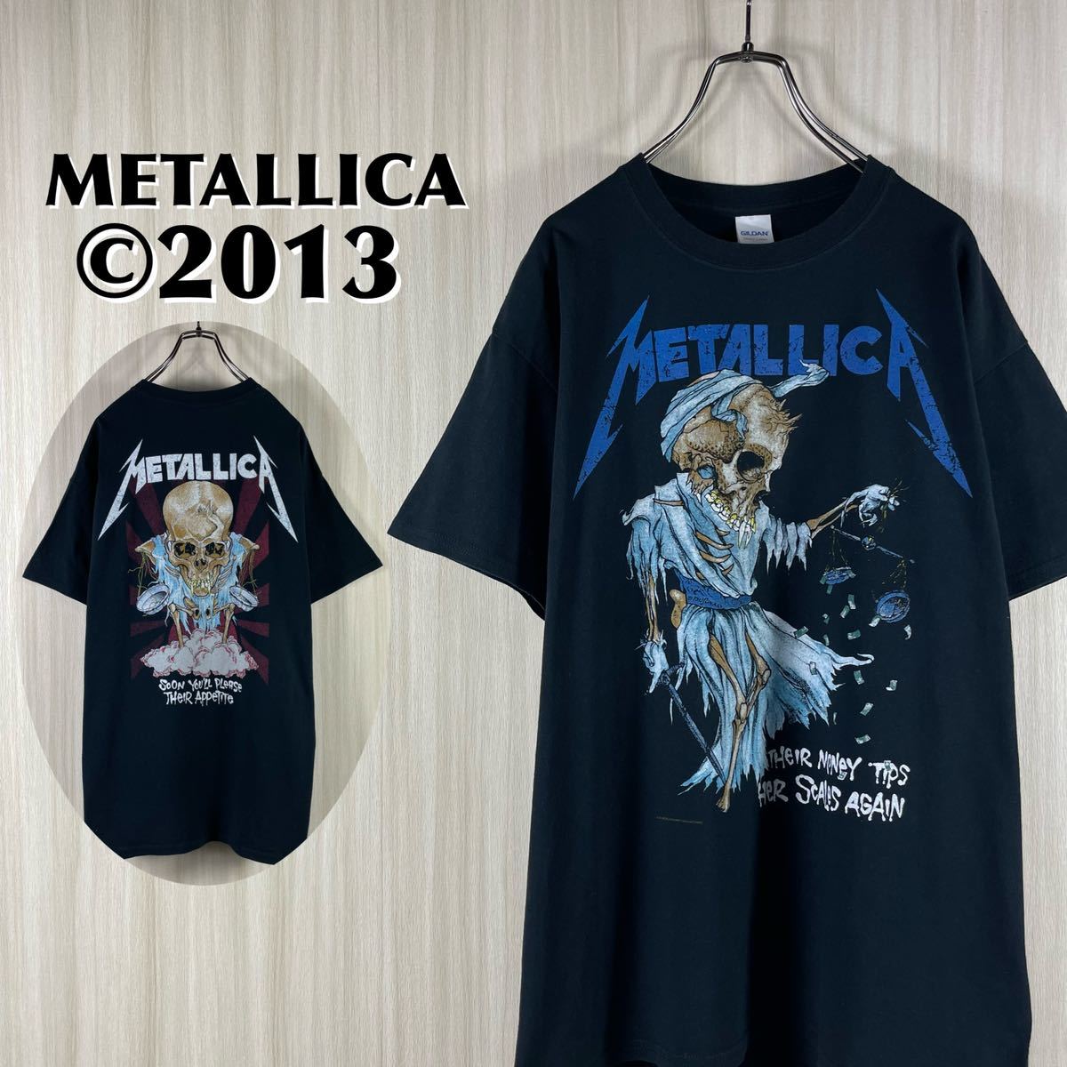 ギルダン ヘビーウエイト メタリカ パスヘッド 両面プリント コピーライト2013年 ヘヴィメタル Lサイズ 半袖 バンドTシャツ 正規品 古着拍卖