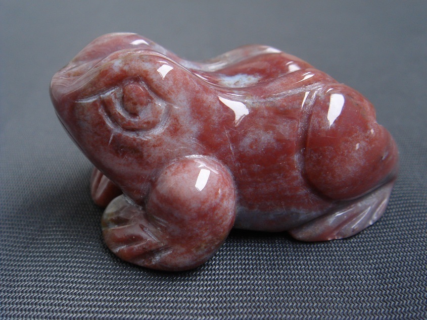 ★風水置物、お守り、天然インド瑪瑙メノウめのうアゲート蛙カエル置物A5拍卖